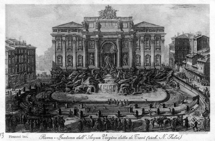 Gravura de Piranesi, com a fonte pouco depois de concluída.