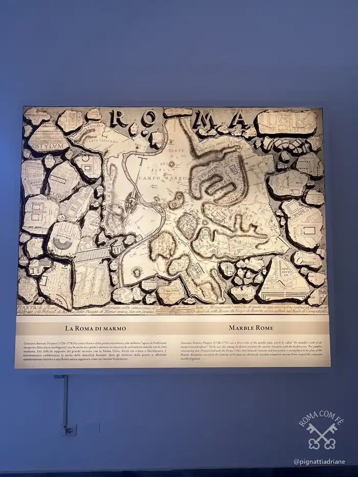 A Forma Urbis, o mapa de mármore que ficava pendurado naquela parede. Hoje no Museu della Forma Urbis.