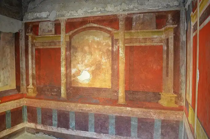 Um dos cômodos pintados da Casa de Augusto, no Palatino.